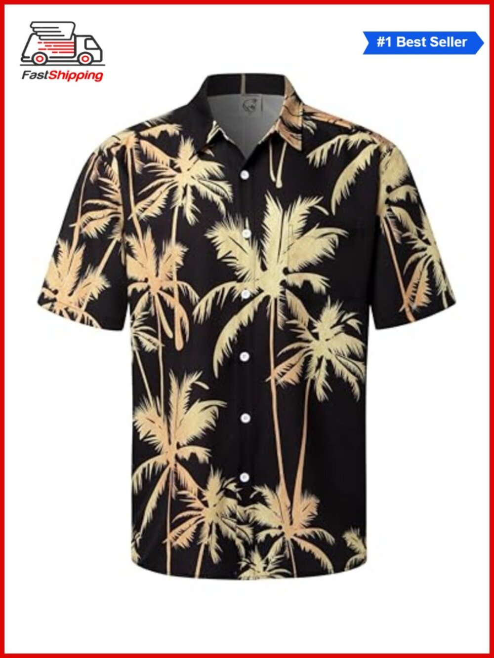 ✨Hardaddy Men's Hawaiian Shirt Coconut Print Short Sleeve Button Down Summer